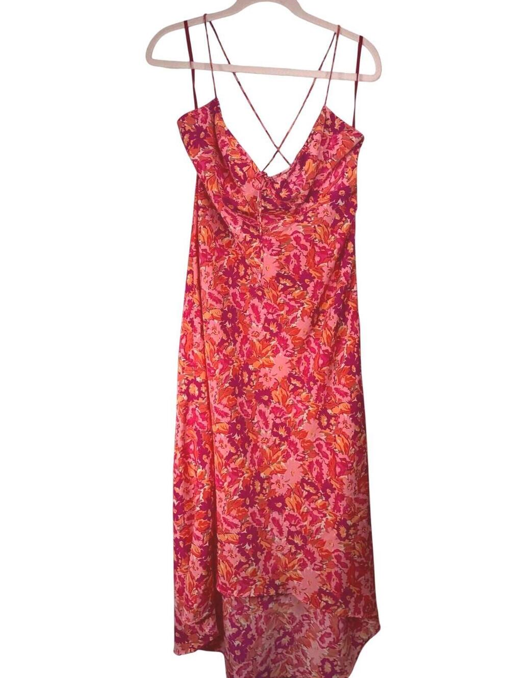 Express Vintage Y2K Pink Floral Slip Dress NWT Tie Front Midi